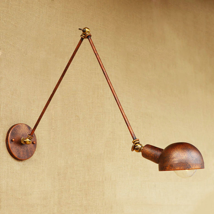 Frendorf | 1 Licht Schaal Wandlamp Fixture Antieke Stijl Roest Metaal Wandlamp met Draaibare Arm voor Studiekamer