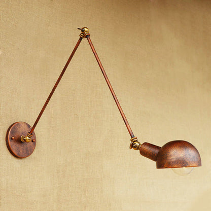 Frendorf | 1 Licht Schaal Wandlamp Fixture Antieke Stijl Roest Metaal Wandlamp met Draaibare Arm voor Studiekamer