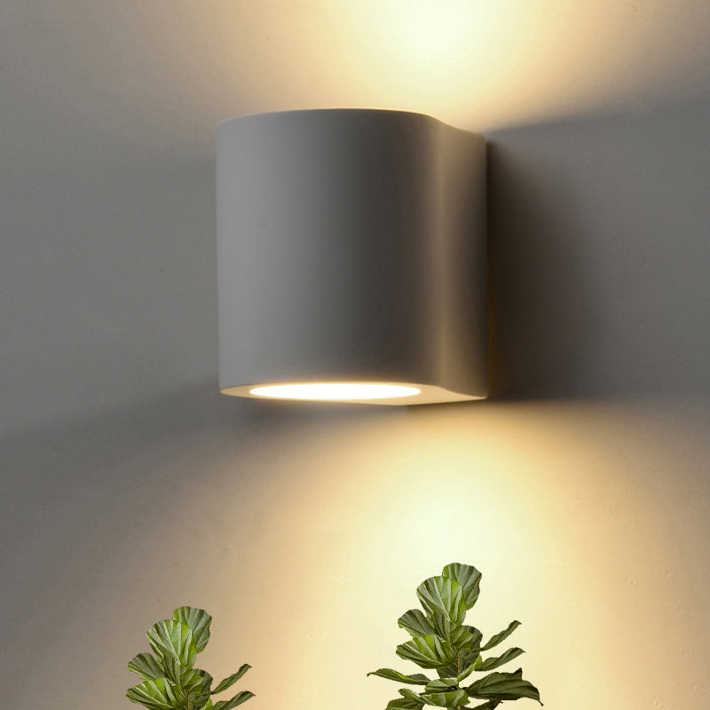 Frendorf | Weiße Finish Zylinder Flush Wandlampe Einfache 1 Glühbirne Gips LED Auf-Ab Wandbeleuchtung