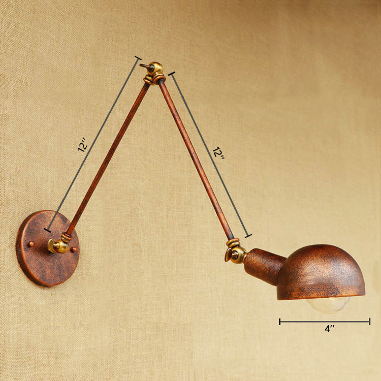 Frendorf | 1 Licht Schaal Wandlamp Fixture Antieke Stijl Roest Metaal Wandlamp met Draaibare Arm voor Studiekamer