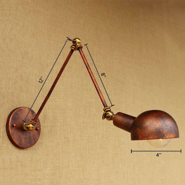 Frendorf | 1 Licht Schaal Wandlamp Fixture Antieke Stijl Roest Metaal Wandlamp met Draaibare Arm voor Studiekamer