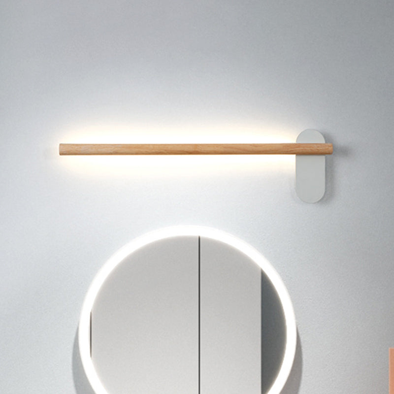 Frendorf | Houten Slim Lineaire Vanity Lichtarmatuur Minimalisme 16"/19.5"/23.5" Lange LED Beige Wandlamp voor Badkamer