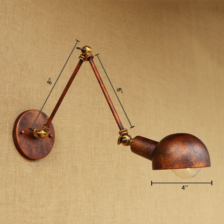 Frendorf | 1 Licht Schaal Wandlamp Fixture Antieke Stijl Roest Metaal Wandlamp met Draaibare Arm voor Studiekamer