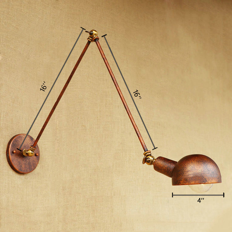 Frendorf | 1 Licht Schaal Wandlamp Fixture Antieke Stijl Roest Metaal Wandlamp met Draaibare Arm voor Studiekamer