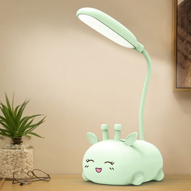 Cartoon Sika-Hirsch Schreibtischlampe Kunststoff Kinderzimmer LED Nachtlicht mit flexiblem Arm in Weiß/Rosa/Blaut