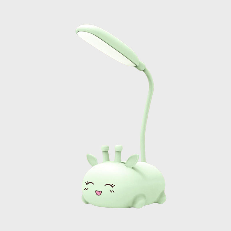 Cartoon Sika-Hirsch Schreibtischlampe Kunststoff Kinderzimmer LED Nachtlicht mit flexiblem Arm in Weiß/Rosa/Blaut