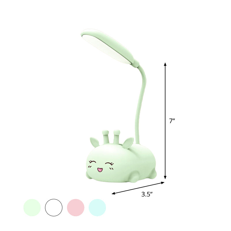 Cartoon Sika-Hirsch Schreibtischlampe Kunststoff Kinderzimmer LED Nachtlicht mit flexiblem Arm in Weiß/Rosa/Blaut