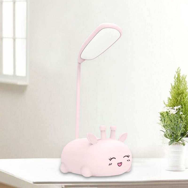 Cartoon Sika-Hirsch Schreibtischlampe Kunststoff Kinderzimmer LED Nachtlicht mit flexiblem Arm in Weiß/Rosa/Blaut