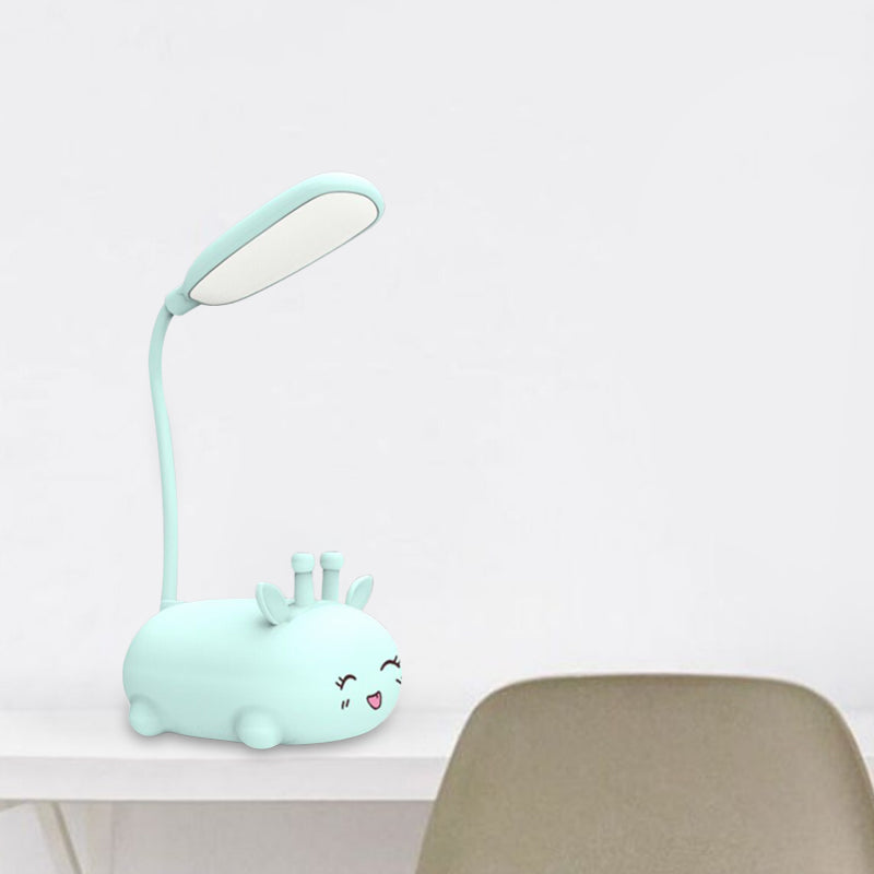 Cartoon Sika-Hirsch Schreibtischlampe Kunststoff Kinderzimmer LED Nachtlicht mit flexiblem Arm in Weiß/Rosa/Blaut