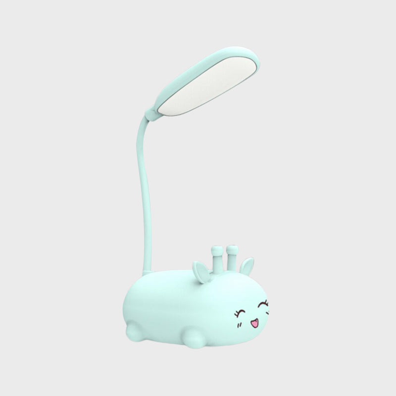 Cartoon Sika-Hirsch Schreibtischlampe Kunststoff Kinderzimmer LED Nachtlicht mit flexiblem Arm in Weiß/Rosa/Blaut