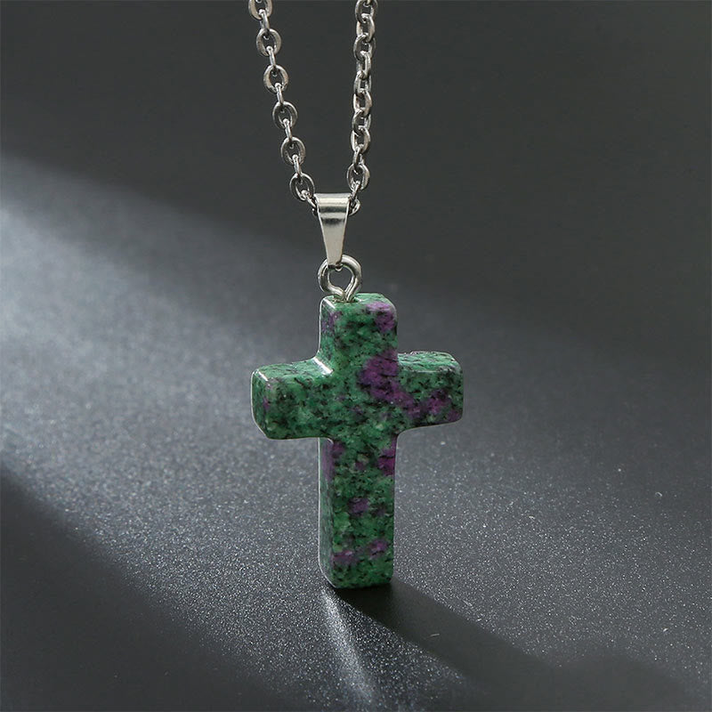 Frendorf | Halskette mit Kreuz aus natürlichen Edelsteinen – Seraphina