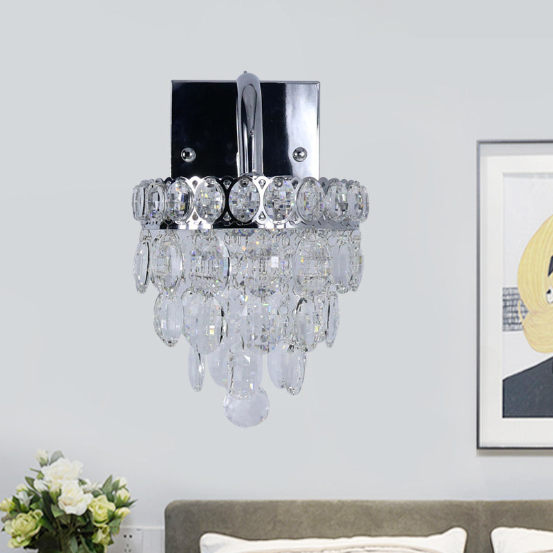 Frendorf | Fringe LED Wandverlichting ideeën Moderne Chroom Facet Kristal Wandlamp met Scrollarm