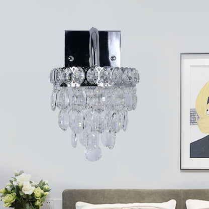 Frendorf | Fringe LED Wandverlichting ideeën Moderne Chroom Facet Kristal Wandlamp met Scrollarm