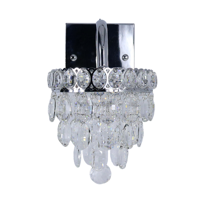 Frendorf | Fringe LED Wandverlichting ideeën Moderne Chroom Facet Kristal Wandlamp met Scrollarm