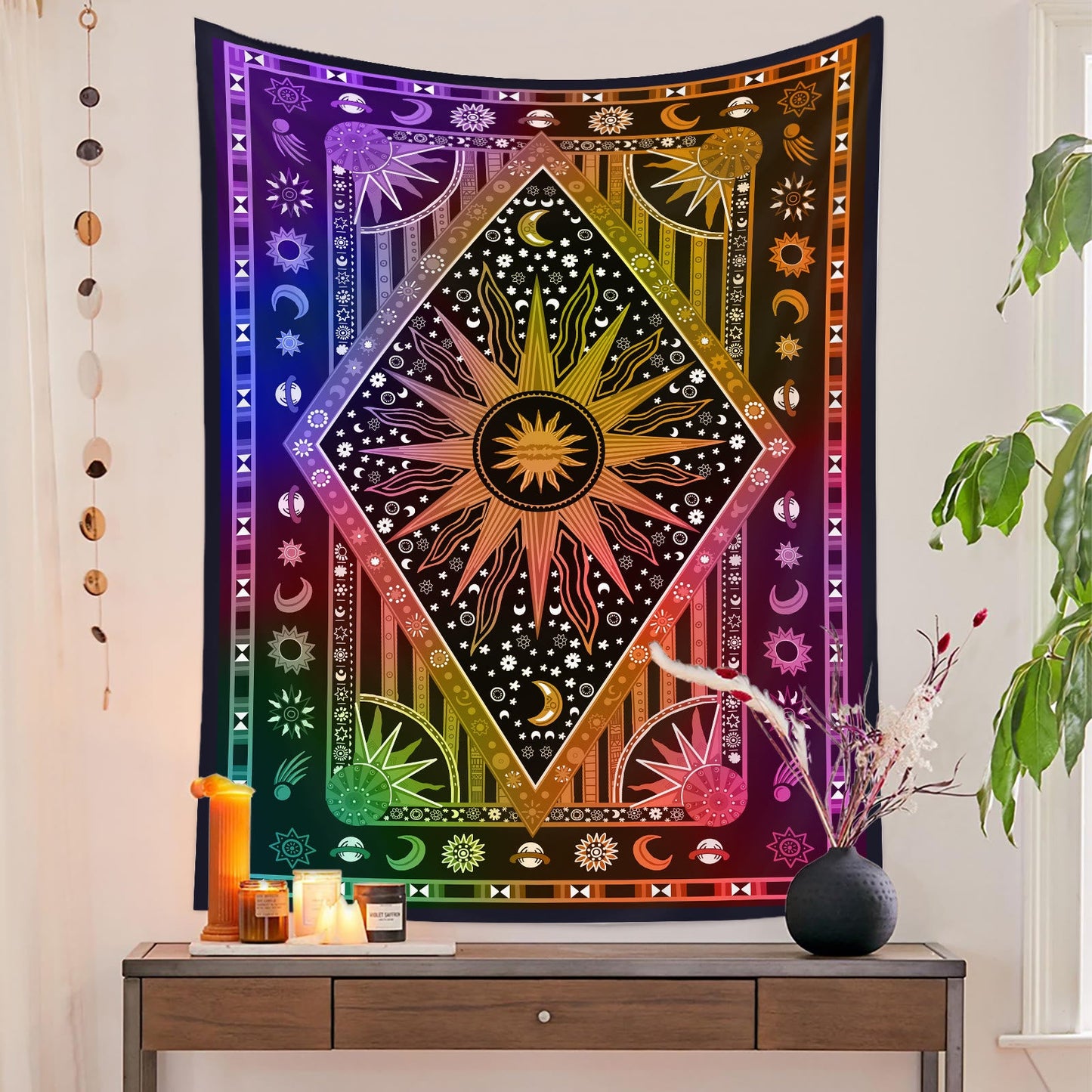 Frendorf Sun Rays Moon Bohemia Wandteppich