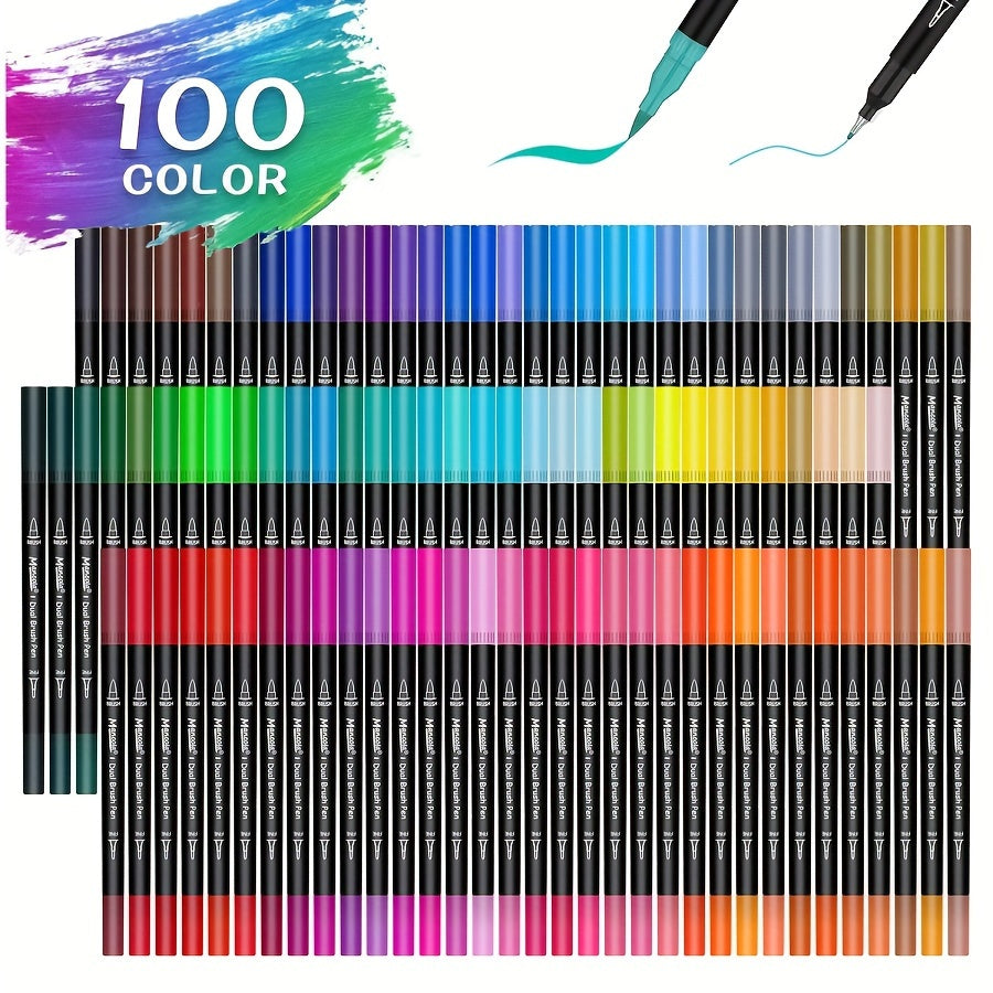 Frendorf | 100 Farben Dual-Tip Marker Set – Vielseitige Fineliner- und Pinselspitzen für kreative Projekte