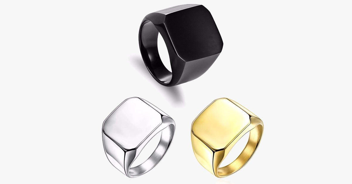 Frendorf | Quadratische Titan Herrenring mit kratzfester und langlebiger stilvoller quadratischer Gestaltung - passt zu jedem Outfit!