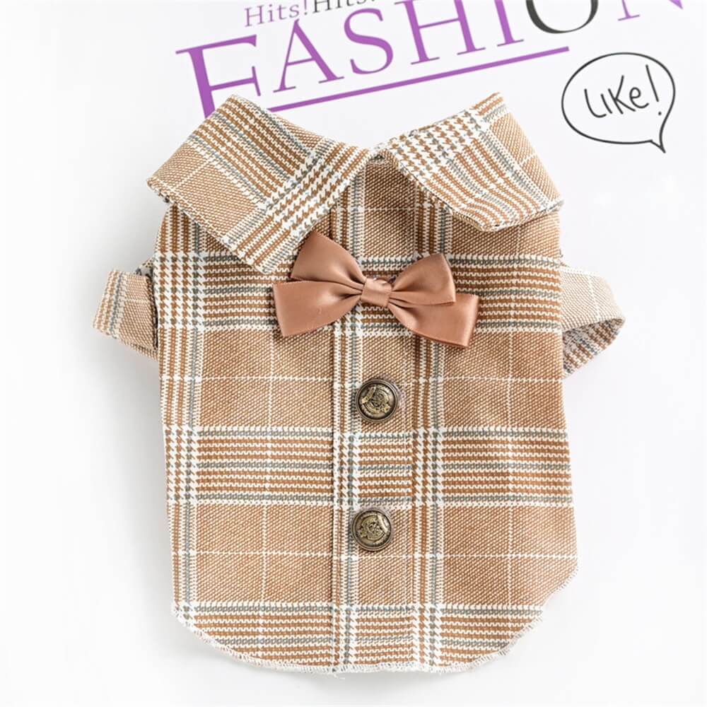 Klassische Karomuster-Hundekleidung - Hundekleid und Hemd-Set