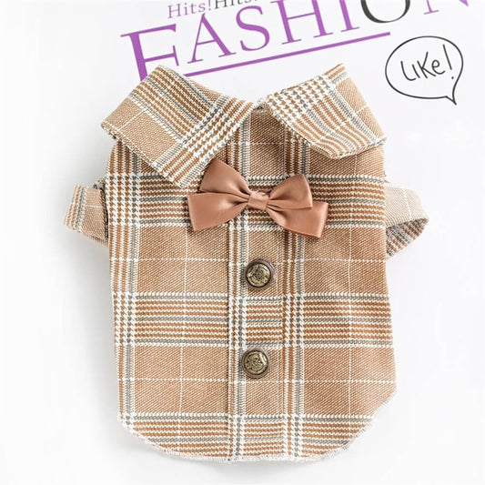 Klassische Karomuster-Hundekleidung - Hundekleid und Hemd-Set