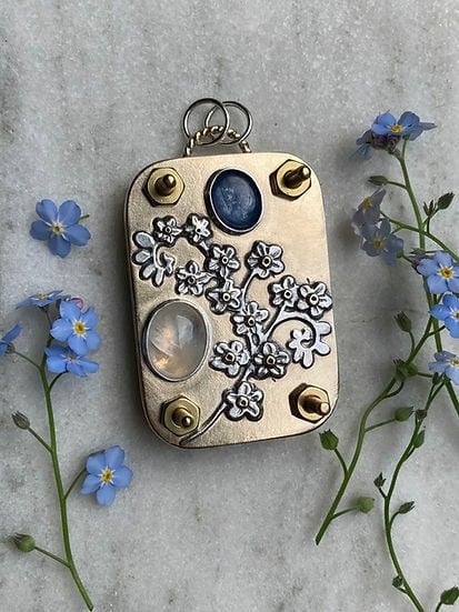 Frendorf | Mikro-Blumenpresse | Handgefertigt aus Silber & Messing | Inkl. 10 Blätter Herbarium-Papier