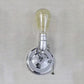 Frendorf | 1 Licht Wandlamp Industrieel Vintage Open Bulb Metalen Wandverlichting met Trekschakelaar in Zwart/Zilver voor Slaapkamer