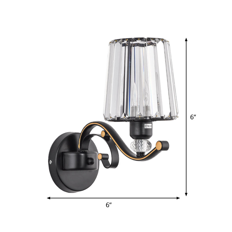 Frendorf | 1/2-Birnen Tapered Wandleuchte Moderne schwarze Kristallblock-Wandleuchte für das Wohnzimmer