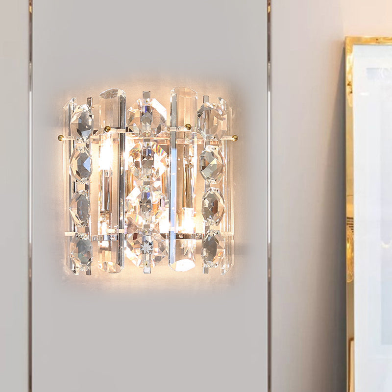 Frendorf | 2-Licht Wandschlampen Moderne Wohnzimmer Wandleuchte mit Halbzylinder Klarglas Schirm