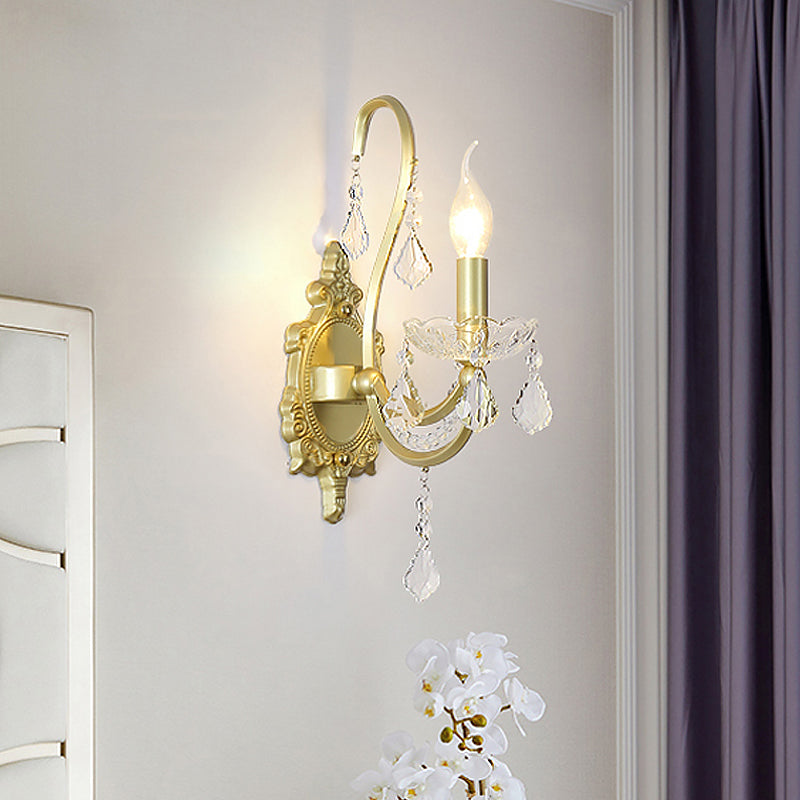 Frendorf | Rural Candle Wandlamp 1/2-Kop Kristal Wandverlichtingsarmatuur in Goud voor Woonkamer
