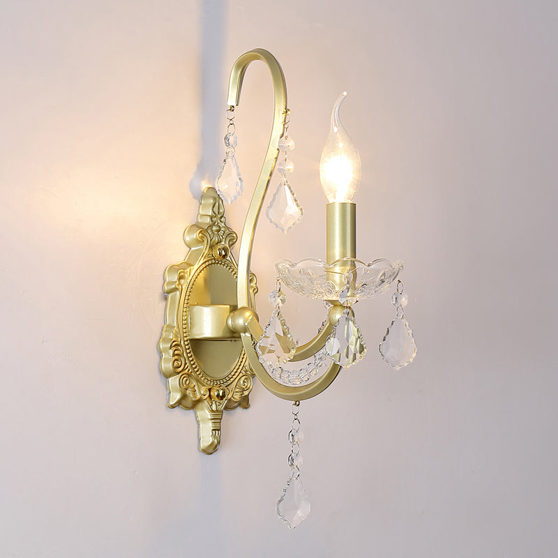 Frendorf | Rural Candle Wandlamp 1/2-Kop Kristal Wandverlichtingsarmatuur in Goud voor Woonkamer