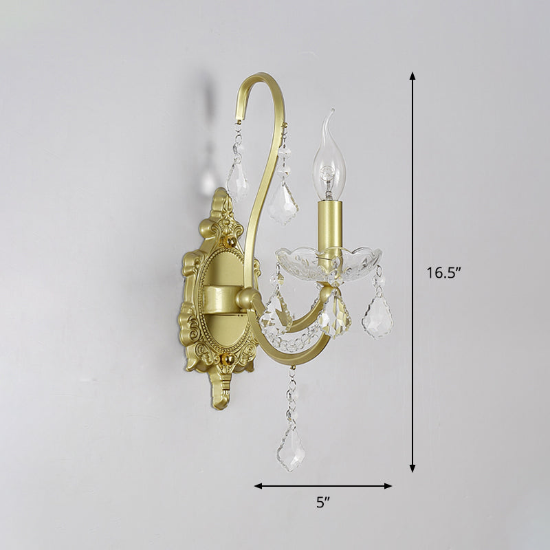 Frendorf | Rural Candle Wandlamp 1/2-Kop Kristal Wandverlichtingsarmatuur in Goud voor Woonkamer