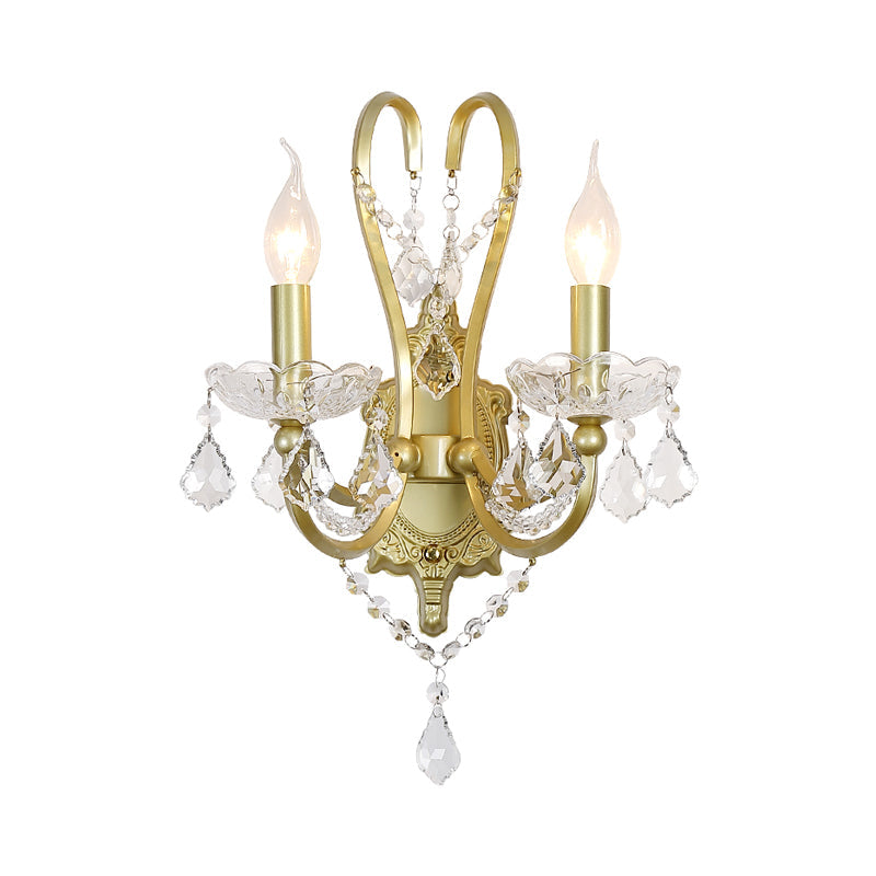 Frendorf | Rural Candle Wandlamp 1/2-Kop Kristal Wandverlichtingsarmatuur in Goud voor Woonkamer