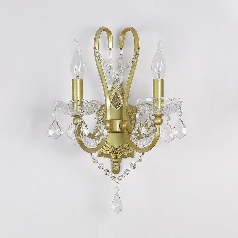 Frendorf | Rural Candle Wandlamp 1/2-Kop Kristal Wandverlichtingsarmatuur in Goud voor Woonkamer