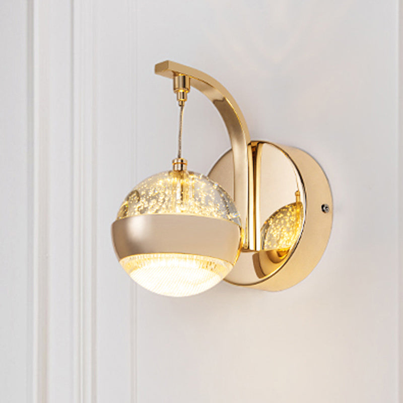 Frendorf | Seedy Crystal Ball Wandlamp Hedendaagse LED Slaapkamer Wandarmatuur in Goud/Chroom