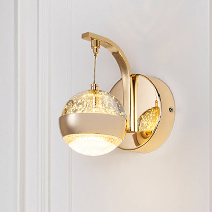 Frendorf | Seedy Crystal Ball Wandlamp Hedendaagse LED Slaapkamer Wandarmatuur in Goud/Chroom
