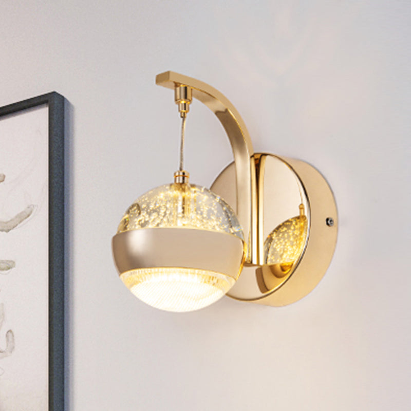 Frendorf | Seedy Crystal Ball Wandlamp Hedendaagse LED Slaapkamer Wandarmatuur in Goud/Chroom