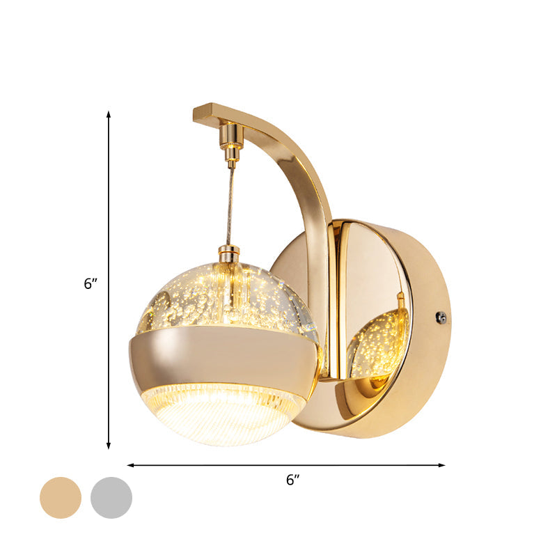 Frendorf | Seedy Crystal Ball Wandlamp Hedendaagse LED Slaapkamer Wandarmatuur in Goud/Chroom