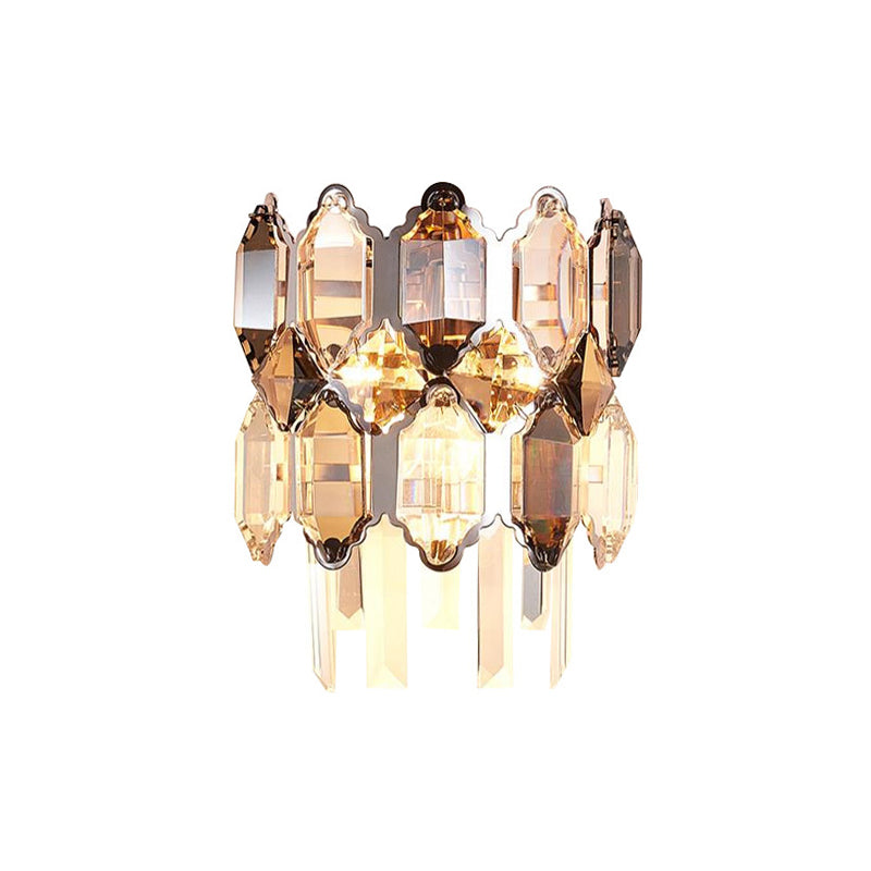 Frendorf | 2-Tier Klare Kristall Wandleuchte Minimalismus 2 Köpfe Wohnzimmer Wandbeleuchtung Fixture