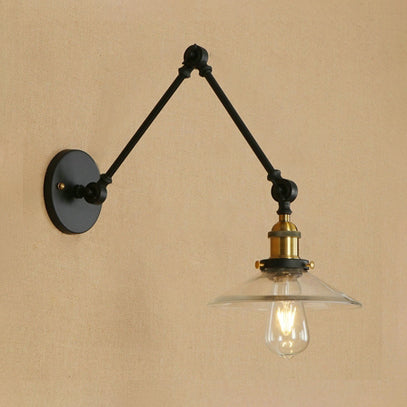 Frendorf | 1 Glühbirne Flared Wandmontierte Leuchte Vintage Stil Messing Klarglas Beleuchtung mit Arm