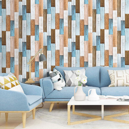 Holzstreifen-Tapete für Café und Bekleidungsgeschäft Selbstklebende moderne minimalistische Wanddekoration