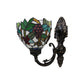 Frendorf | Tiffany Bowl Wandlamp 1 Hoofd Geëtst Glas Druifpatroon Wandmontage Lamp in Groen en Wit/Zwart