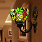 Frendorf | Tiffany Bowl Wandlamp 1 Hoofd Geëtst Glas Druifpatroon Wandmontage Lamp in Groen en Wit/Zwart