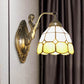 Frendorf | 1 Bulb Woonkamer Wand Gemonteerde Licht Barok Brons Zeemeermin Wandlamp met Raster Koepel Donker/Richtersky Blauw en Witte Glazen Schaduw