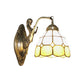 Frendorf | 1 Bulb Woonkamer Wand Gemonteerde Licht Barok Brons Zeemeermin Wandlamp met Raster Koepel Donker/Richtersky Blauw en Witte Glazen Schaduw