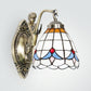 Frendorf | Dome Wandlamp 1-Lamp Geëtst Glas Mediterraan Tulp Motief Wandverlichting in Wit/Blauw met Zeemeerminarm