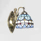 Frendorf | Dome Wandlamp 1-Lamp Geëtst Glas Mediterraan Tulp Motief Wandverlichting in Wit/Blauw met Zeemeerminarm