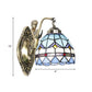 Frendorf | Dome Wandlamp 1-Lamp Geëtst Glas Mediterraan Tulp Motief Wandverlichting in Wit/Blauw met Zeemeerminarm