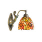 Frendorf | Schneiderglas Beige/Orange Wandmontierte Lichtschale 1-Lampen Viktorianische Sonnenblume/Blütenmuster Oberfläche Wandlicht mit Meerjungfrau Arm