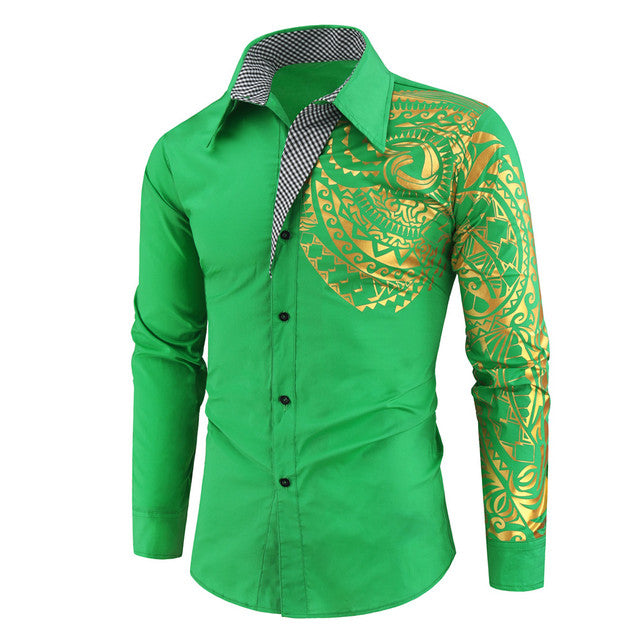 Frendorf | Luxus Gold Schwarz Hemd Männer Neu Slim Fit Langarm
