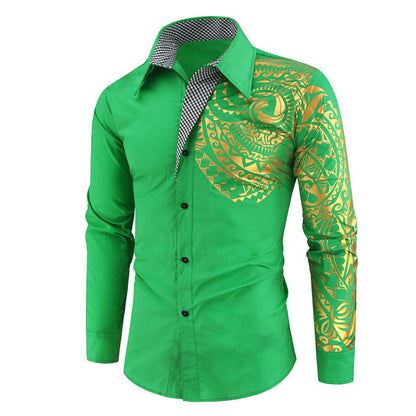 Frendorf | Luxus Gold Schwarz Hemd Männer Neu Slim Fit Langarm