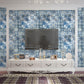 Frendorf | 3D Mediterraan Tegel Behang Klassiek Elegant Blauw en Wit Boho Stijl Zelfklevende Muurdecoratie, Makkelijk te Verwijderen